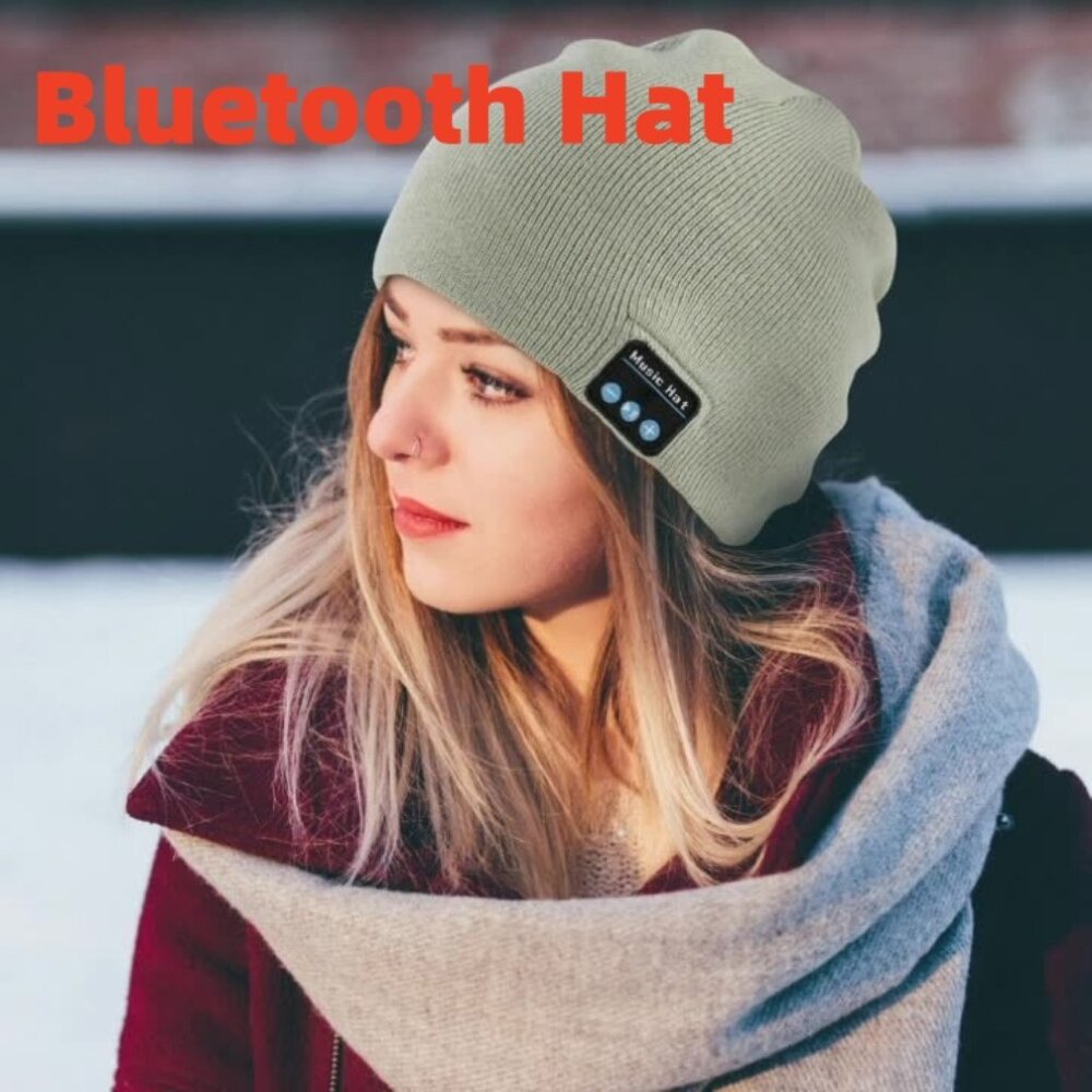 3 of Adult men and women simple and easy to match Bluetooth hat wool hat#528